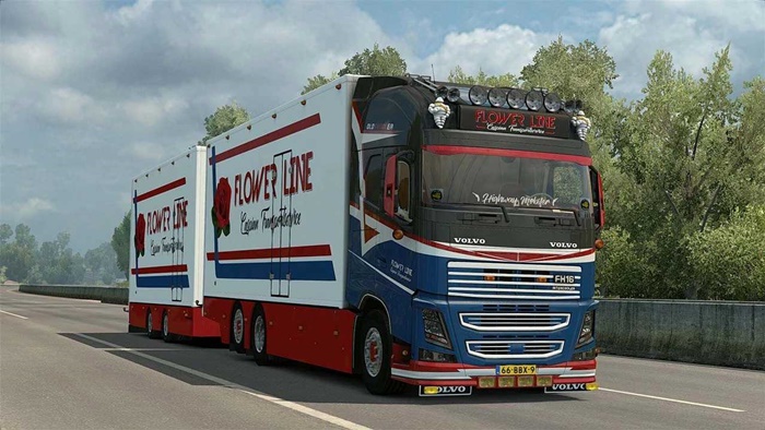 ETS2 - Volvo FH16 Tandem Flower Line+Trailer V5.0