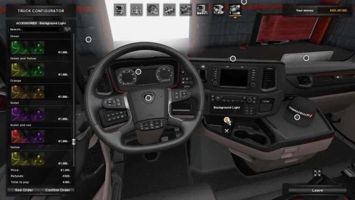 ETS2 - Background Lights & V8 Back Panels for New Scania R & S V1.54