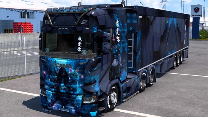 ETS2 - Scania S Blue Cyber Girl Skin V1.0
