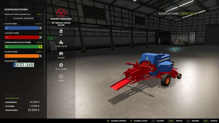 FS25 - Massey Ferguson 1840 HD Baler V1.0