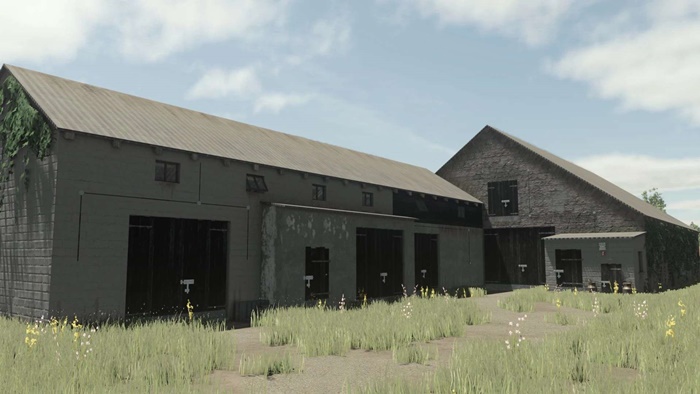 FS25 - Cow Barn With Garages V1.0.0.1