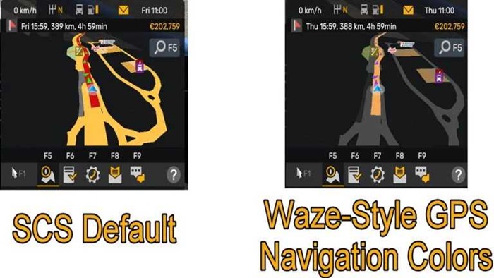 ATS - Waze Style GPS Navigation Colors – Realistic Dark Mode V1.0