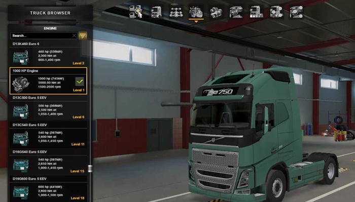 ETS2 - 1000HP V8 Engine for All Trucks V1.0