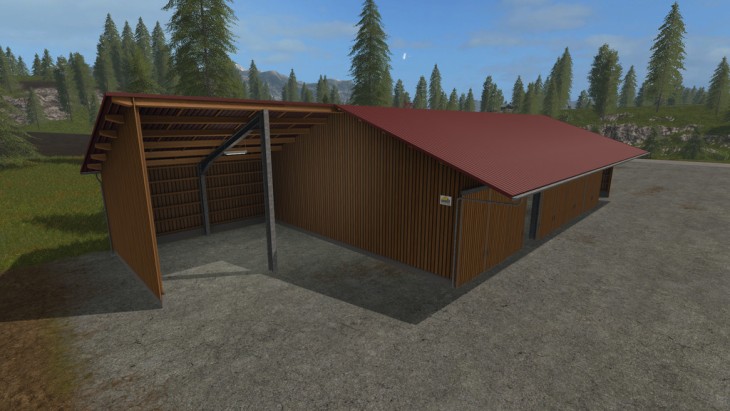 FS17 - Placeable Woodchip Storage And Machinery Shed V1.0
