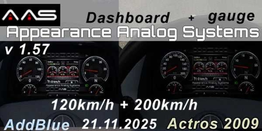 ETS2 - AAS Analog Dashboard Actros 2009 V1.57