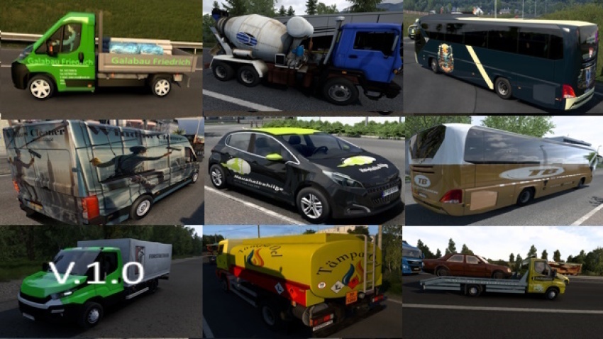ETS2 - 250 AI Traffic Vehicle Paint-Job Pack V1.0