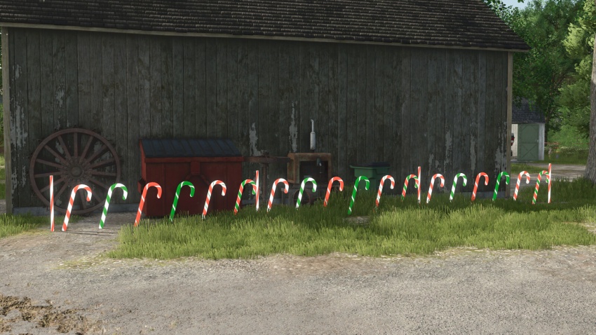FS25 - Candy Cane Fence V1.0