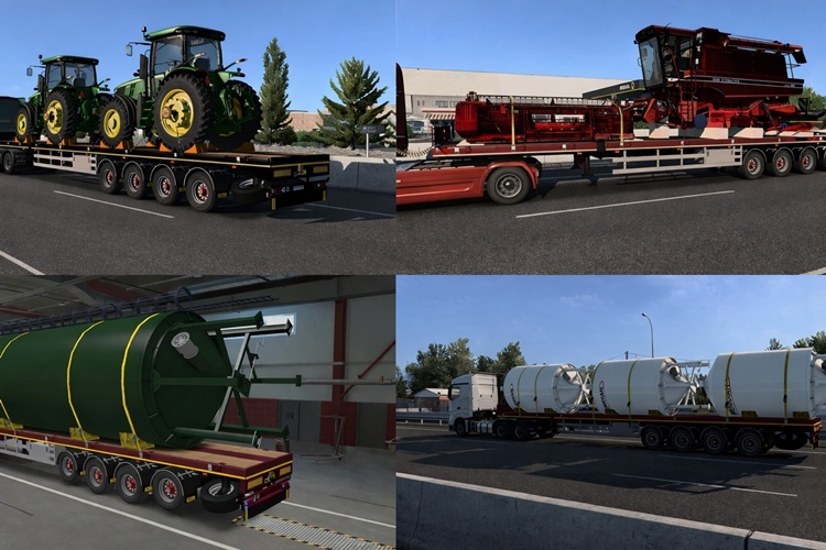 Doll 4 Axis Flatbed Trailer & Farming Cargo Pack V4.0