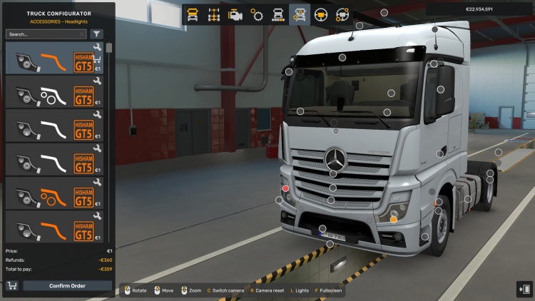 Mercedes-Benz Actros 2014 Tuning Headlights V1.59