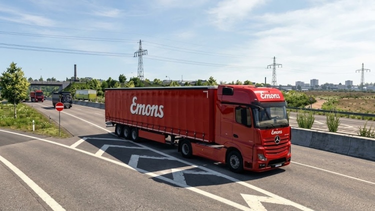 Mercedes-Benz Actros Truck + Trailer Emons Traffic Mod V1.61