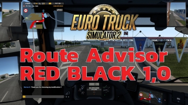 ETS2 - Route Advisor Red Black V1.0 (1.42.x)