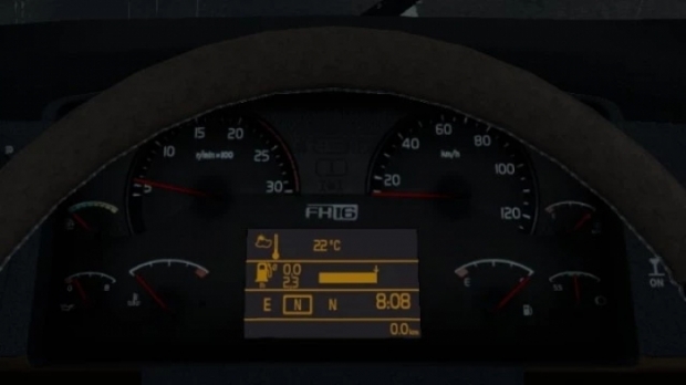 ETS2 - Volvo FH16 2009 Realistic Dashboard Computer - Orange on Black (1.42.x)
