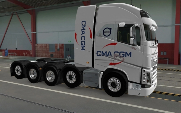 ETS2 - Volvo FH16 2012 8X4 CMA CGM White Skin (1.42.x)