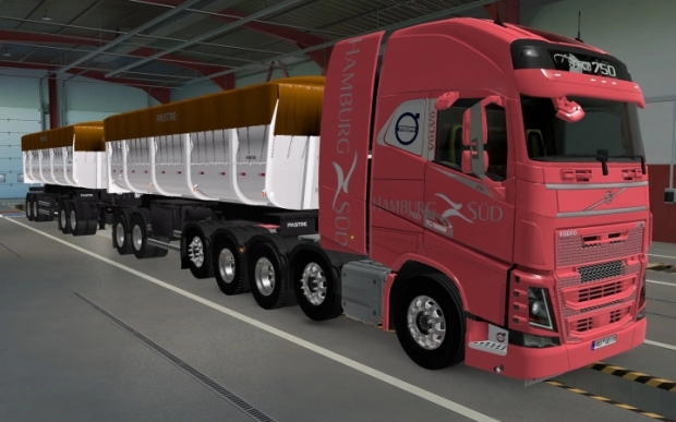 ETS2 - Volvo FH16 2012 8X4 Hamburg Sud Red Skin (1.42.x)