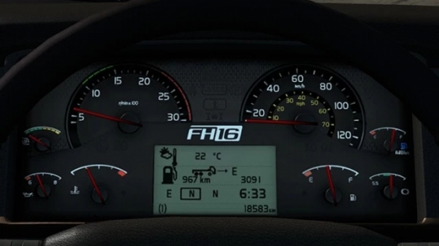 ETS2 - Volvo FH16 2009 HD Gauges V1.1 (1.43.x)
