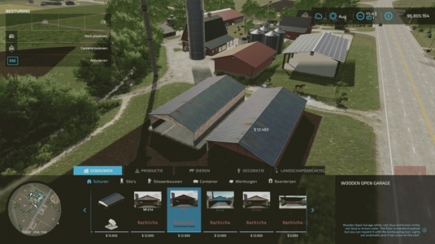 FS22 - Wooden Open Garage (White, Brown, Red and Blue) V2.0