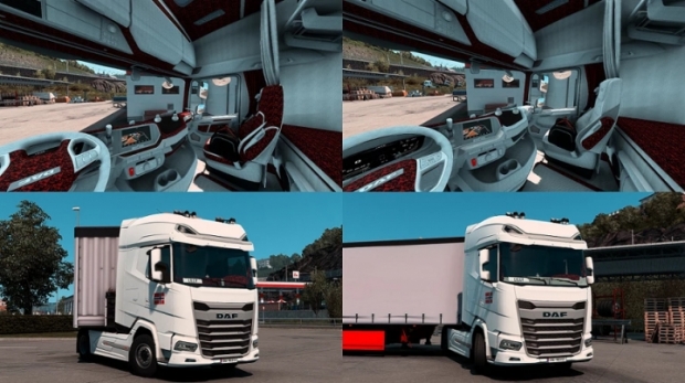 ETS2 - DAF XG Interior Pack Red Plusch Danish (1.42.x)