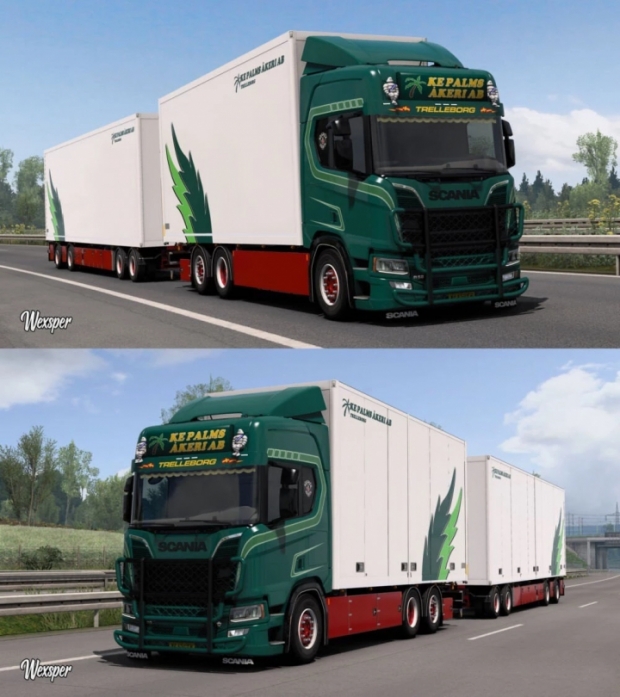ETS2 - Scania R & S KE Palms Akeri AB Skin Pack (1.43.x)