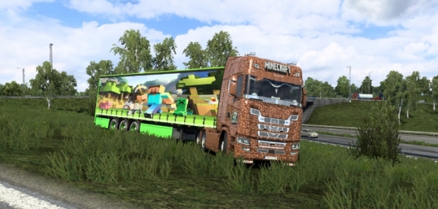 ETS2 - Minecraft Scania S & Trailer Skin (1.43.x)