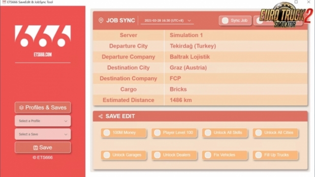 ETS2 - SaveEdit & JobSync Tool V0.0.8 (1.43.x)