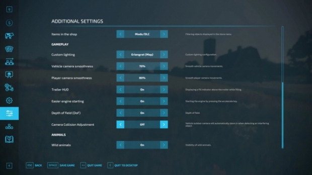 FS22 - Additional Game Settings V1.0