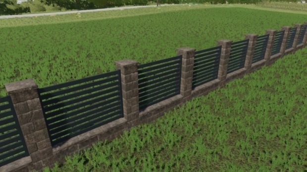 FS22 - Rustic Brick And Metal Fence V1.0