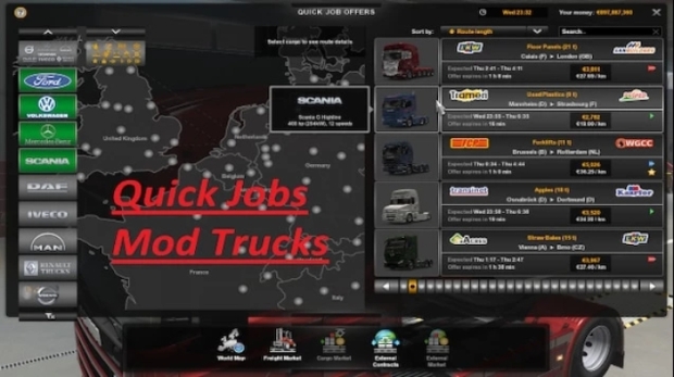 ETS2 - Quick Jobs Modded Trucks V2.0 (1.43.x)