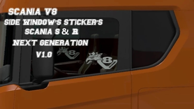 ETS2 - Scania V8 Side Windows Stickers Scania S&R Next Generation V1.0 (1.43.x)