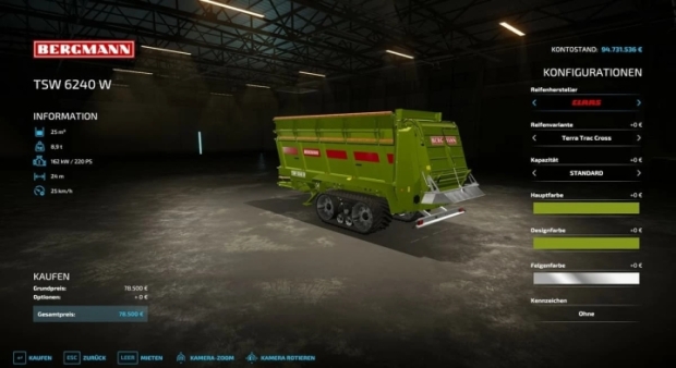 FS22 - Bergmann TSW 6240 W TerraTrac V1.0.0.1