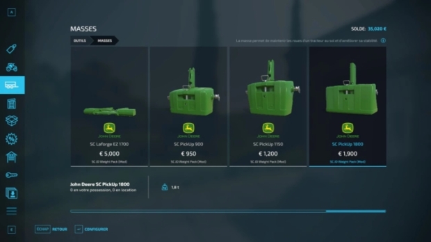 FS22 - John Deere Weight Pack Multicolor V1.0