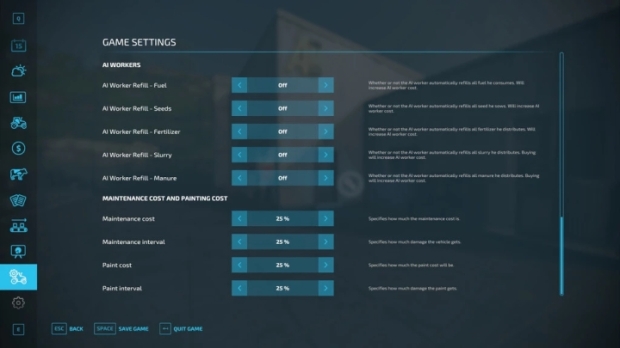 FS22 - Repair And Paint Settings V1.1