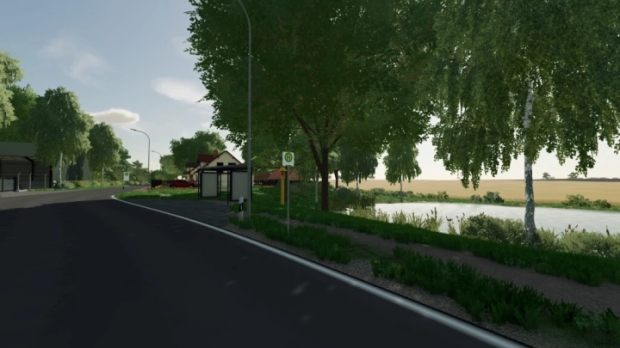 FS22 - Bus Stop Sign (Prefab) V1.0