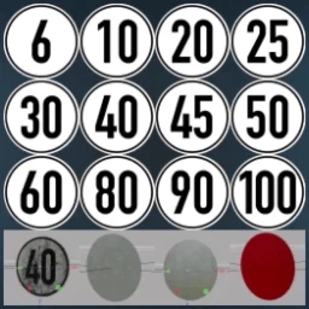 FS22 - Speed Sign Decals Prefab V1.0