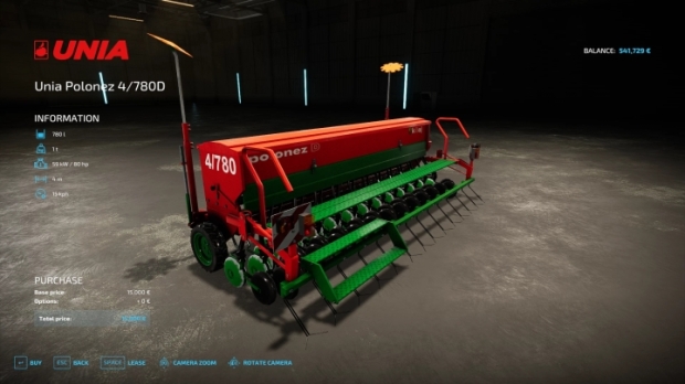 FS22 - Unia Polonez 4/780D Seeder V1.0