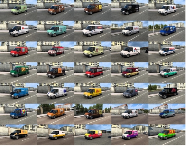 ETS2 - Ford Transit with Skins of Real Companies in Traffic