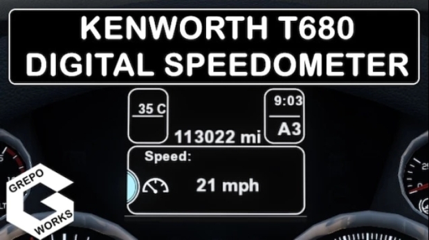 ATS - Kenworth T680 Digital Speedometer v1.1