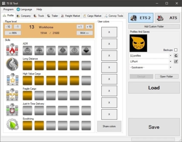ETS2 - TS SaveEditor Tool v0.3.8