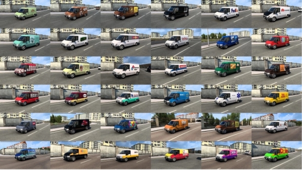 ETS2 - Ford Transit with Skins of Real Companies in Traffic