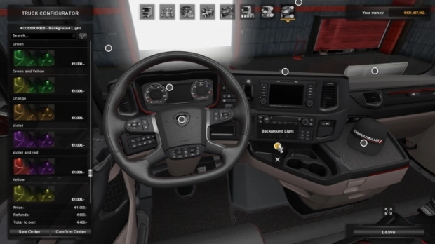 ETS2 - Background Lights & V8 Back Panels for Scania R & S v1.2.1