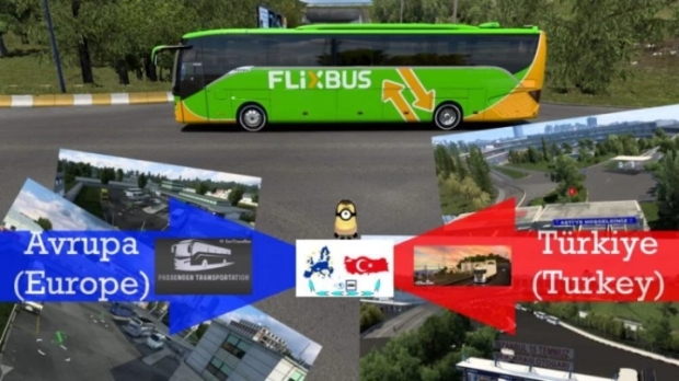 ETS2 - OyuncuyusBisMap AddOn by Finion (Passenger transportation Turkey – Europe)