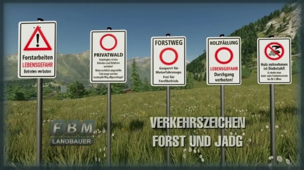 FS22 - Traffic Signs Forest And Hunting v1.0