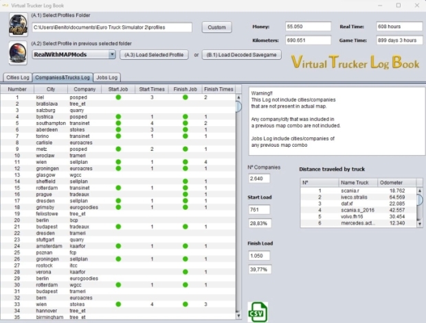 ETS2 - Virtual Trucker Log Book V1.0