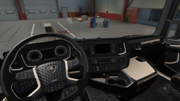 ETS2 - Black & Light Brown Interior for Scania V1.0