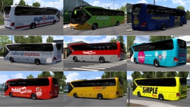 ETS2 - Neoplan Tourliner with Skins of Real Companies in Traffic V2.1