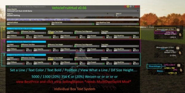 FS22 - VehicleFruit Hud v0.69 Beta