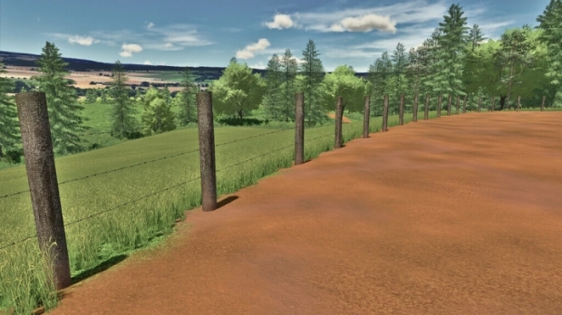 FS22 - Barbed Wire Fence And Wooden Gate V1.0