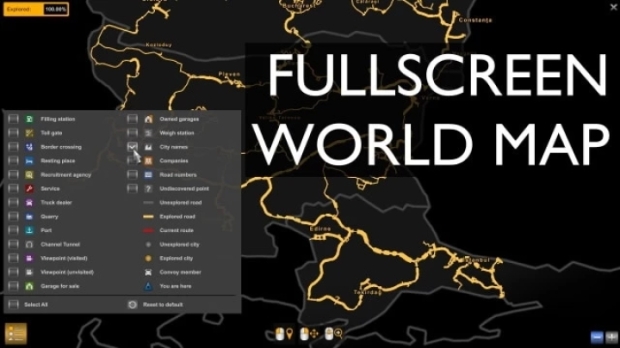 ETS2 - Fullscreen World Map V1.0