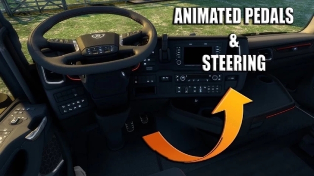 ETS2 - Animated Steering Wheel,Pedals + Custom Dashboard V1.3.1