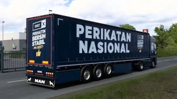 ETS2 - MAN TGX 2020 & SCS Curtainsider Trailer Perikatan Nasional Combo Skin
