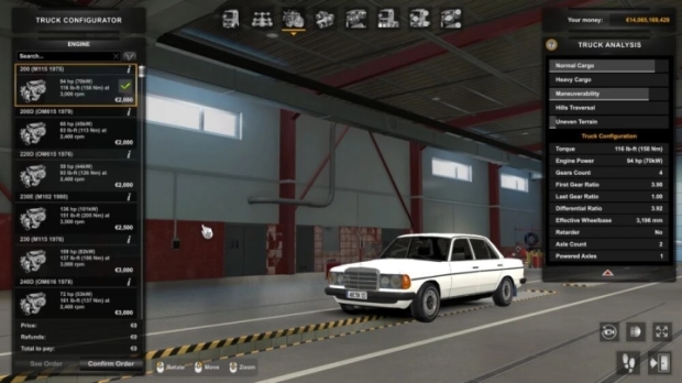 ETS2 - Mercedes Benz W123 Addon – Full Model Range